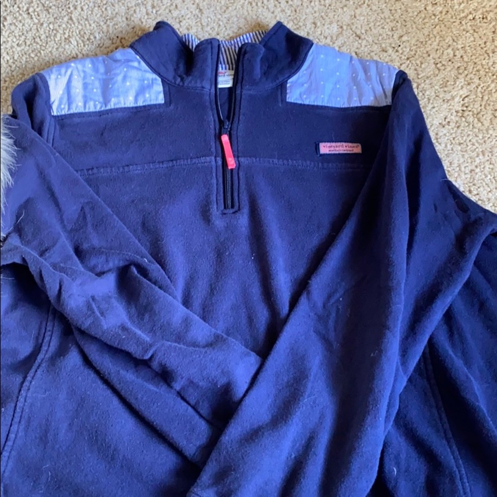 Vineyard Vines blue with pattern quarter zip